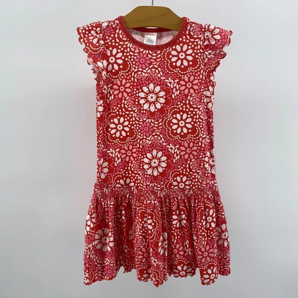 Gymboree Red, Pink, & White Floral Drop Waist Dress